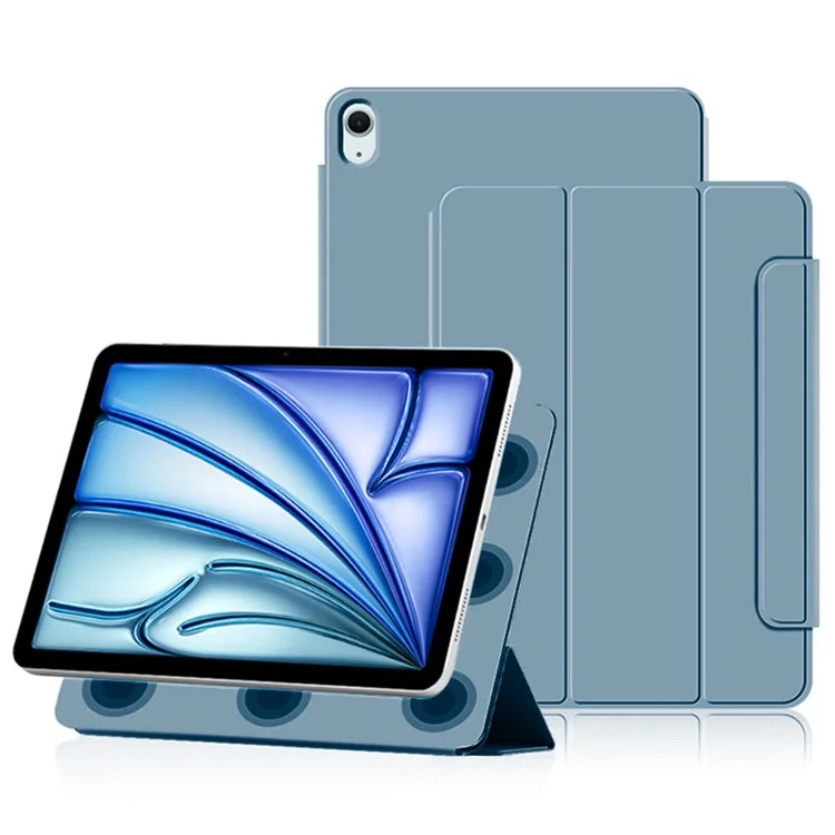 Para iPad Air 13 (2024) (M2) Capa com Suporte Resistente a Choques Magnética de Couro PU Flip Tablet Cover - Azul Cinza