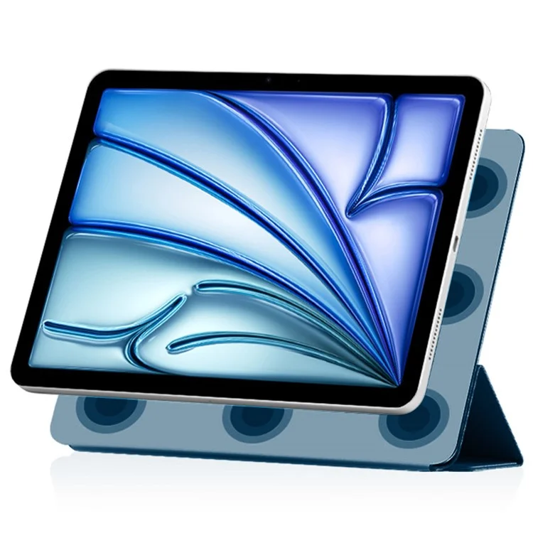 Para iPad Air 13 (2024) (M2) Capa com Suporte Resistente a Choques Magnética de Couro PU Flip Tablet Cover - Azul Cinza