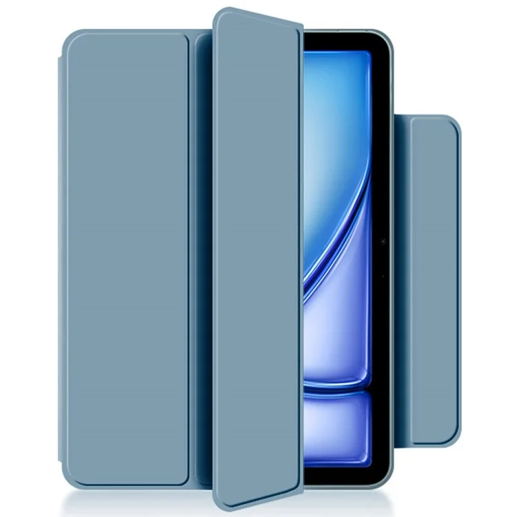 Para iPad Air 13 (2024) (M2) Capa com Suporte Resistente a Choques Magnética de Couro PU Flip Tablet Cover - Azul Cinza