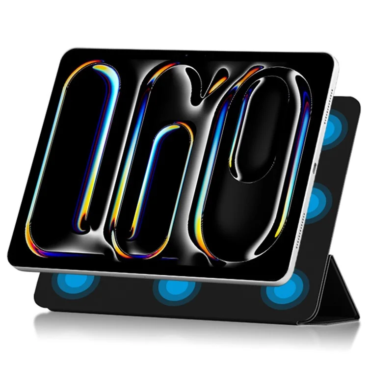 Per iPad Pro 11 (2024) (M4) Custodia Attacco Magnetico Pelle PU Antiurto Custodia Tablet con Supporto Tri-Fold - Nero