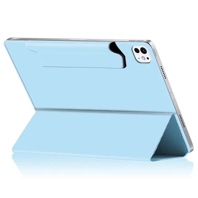 For iPad Pro 11 (2025) / 11 (2024) Case Magnetic Attachment PU Leather Drop-Proof Tablet Cover with Tri-Fold Stand - Baby Blue