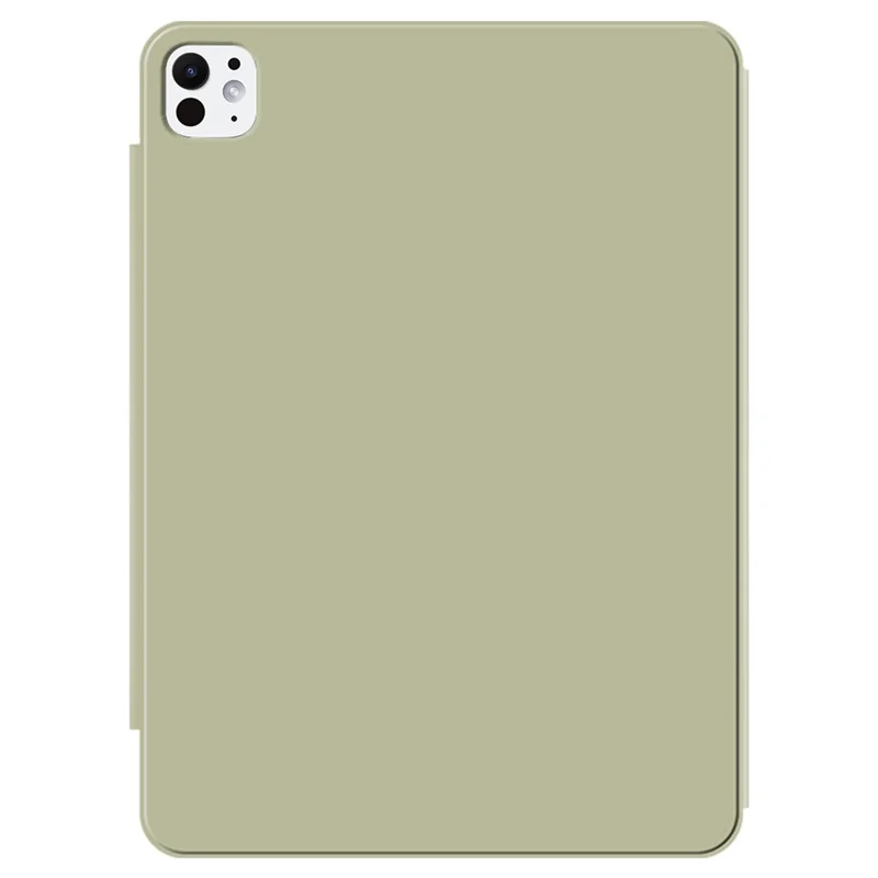 For iPad Pro 11 (2025) / 11 (2024) Case Magnetic Attachment PU Leather Drop-Proof Tablet Cover with Tri-Fold Stand - Light Green