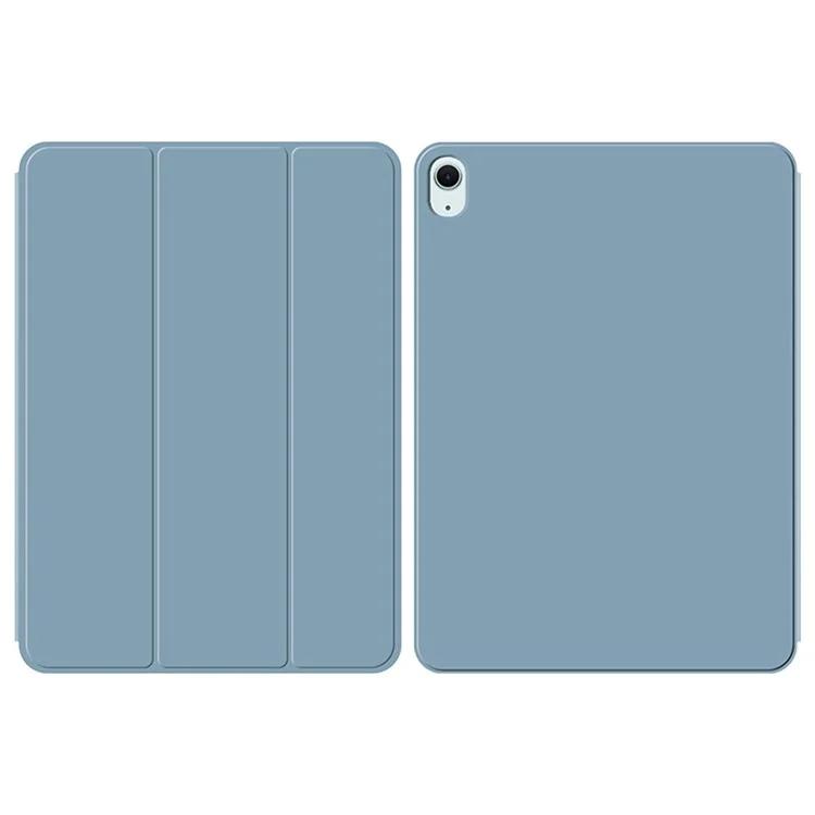 Para iPad Air 11 (2024) (M2) Capa à prova de choques com Fixação Magnética Couro PU + Capa Protetora Dobrável em Triplo em TPU - Azul Cinza