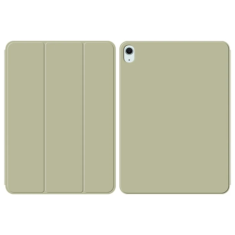Para iPad Air 13 (2024) (M2) Capa de Suporte Tri-fold de Couro PU + Capa de Tablete TPU Fixação Magnética Conveniente - Verde Claro