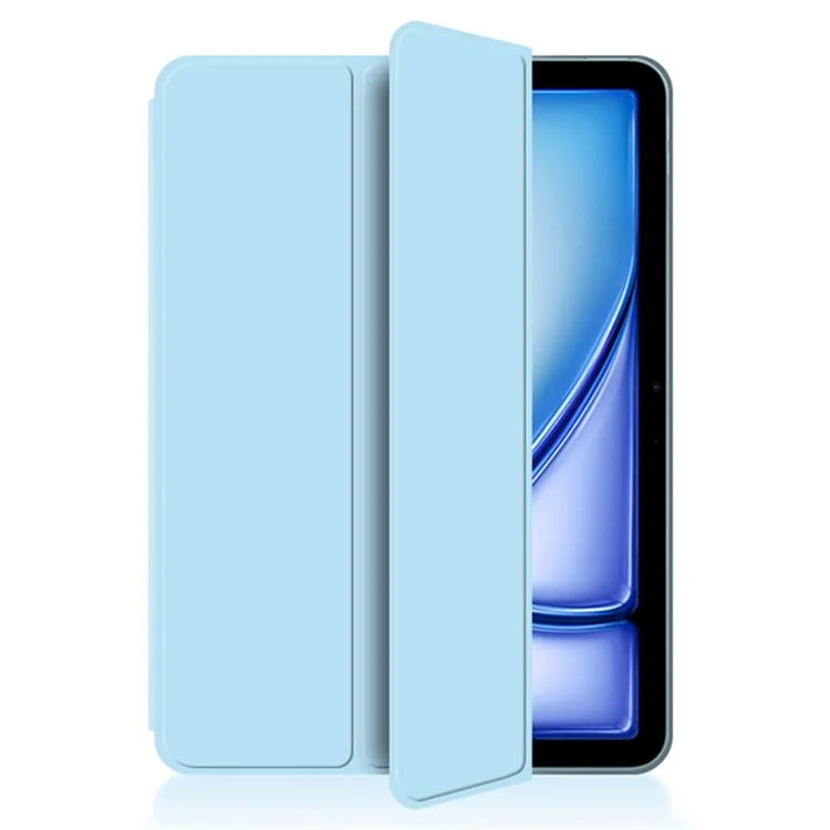 Para iPad Air 13 (2024) (M2) Capa de Suporte Tri-fold de Couro PU + Capa de Tablete TPU Fixação Magnética Conveniente - Verde Claro