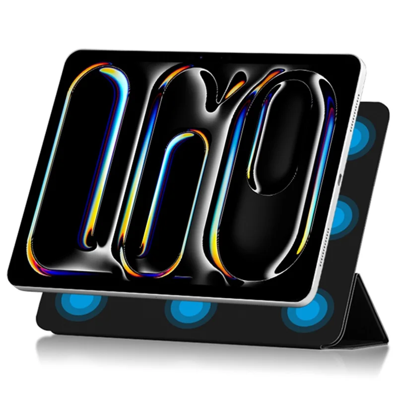For iPad Pro 11 (2025) / 11 (2024) Case Magnetic Attachment Tri-Fold Stand Protective Shell - Black