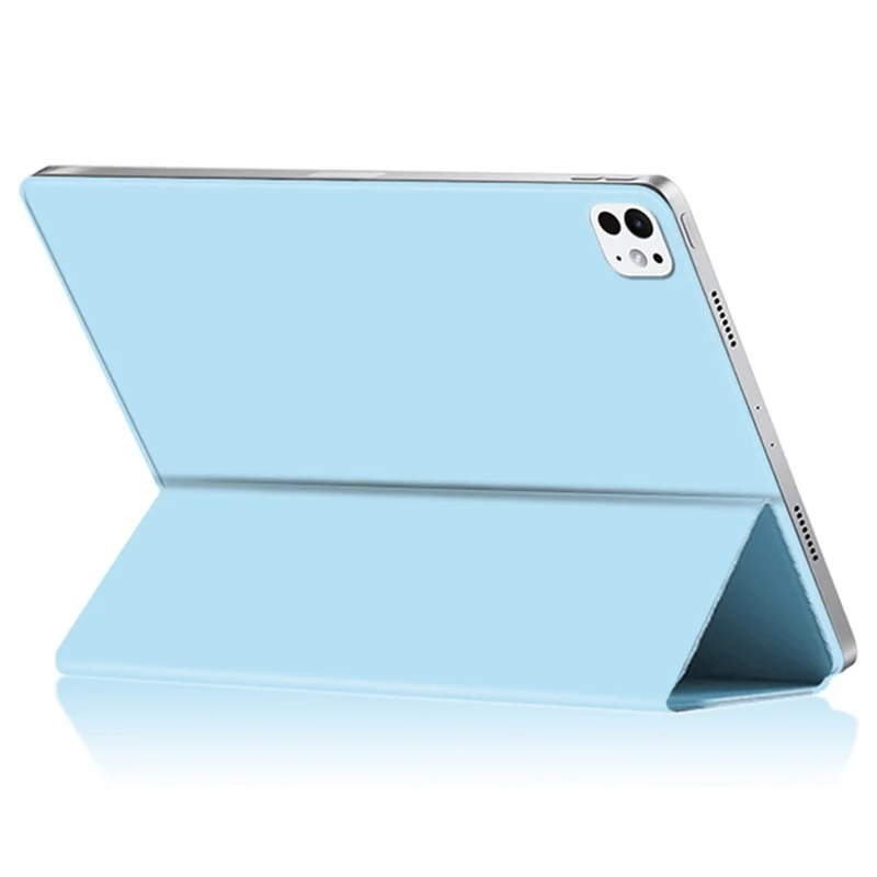 For iPad Pro 11 (2025) / 11 (2024) Case Magnetic Attachment Tri-Fold Stand Protective Shell - Grey Blue