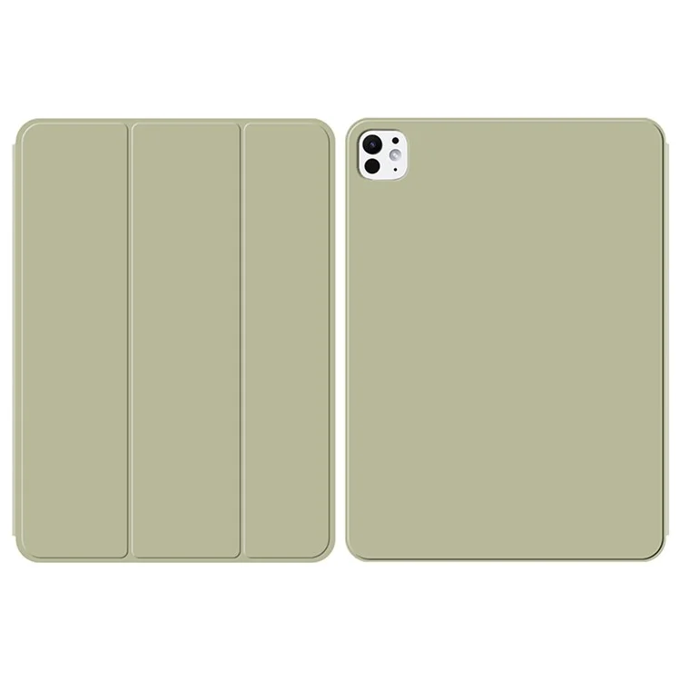 Per iPad Pro 11 (2024) (M4) Custodia Attacco Magnetico Supporto Tri-Fold Conchiglia Protettiva - Verde Chiaro