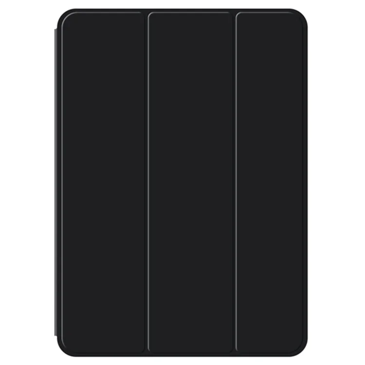 Para iPad Pro 13 (2024) (M4) Carcasa Fijación Magnética Piel de Imitación de Plegado Triple Soporte Protección contra Golpes - Negro