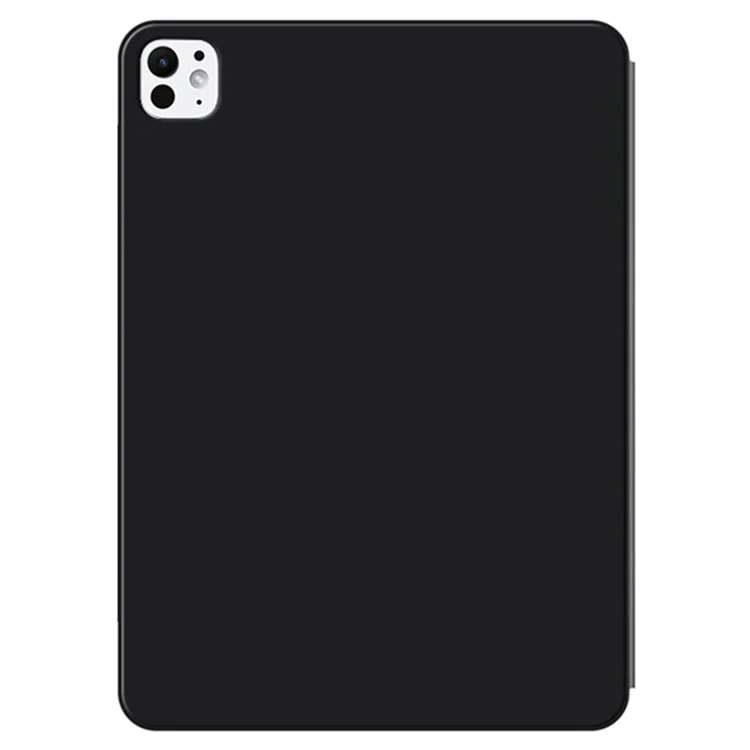 Para iPad Pro 13 (2024) (M4) Carcasa Fijación Magnética Piel de Imitación de Plegado Triple Soporte Protección contra Golpes - Negro