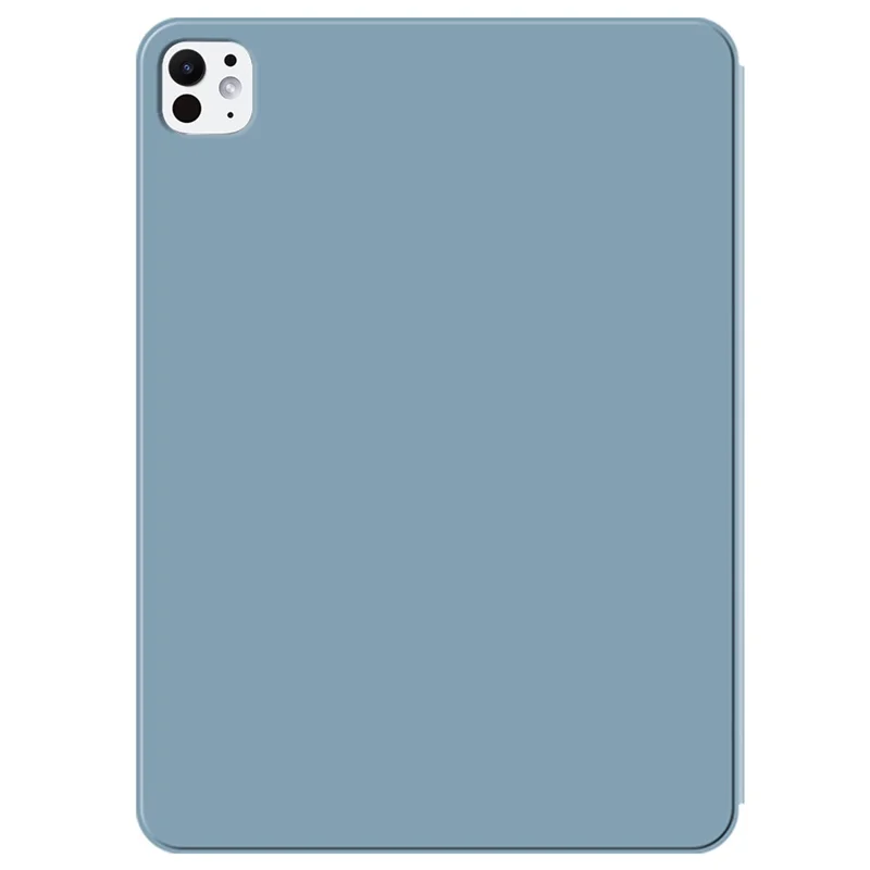 For iPad Pro 13 (2025) / 13 (2024) Case Magnetic Attachment PU Leather Tri-Fold Stand Shockproof Cover - Grey Blue