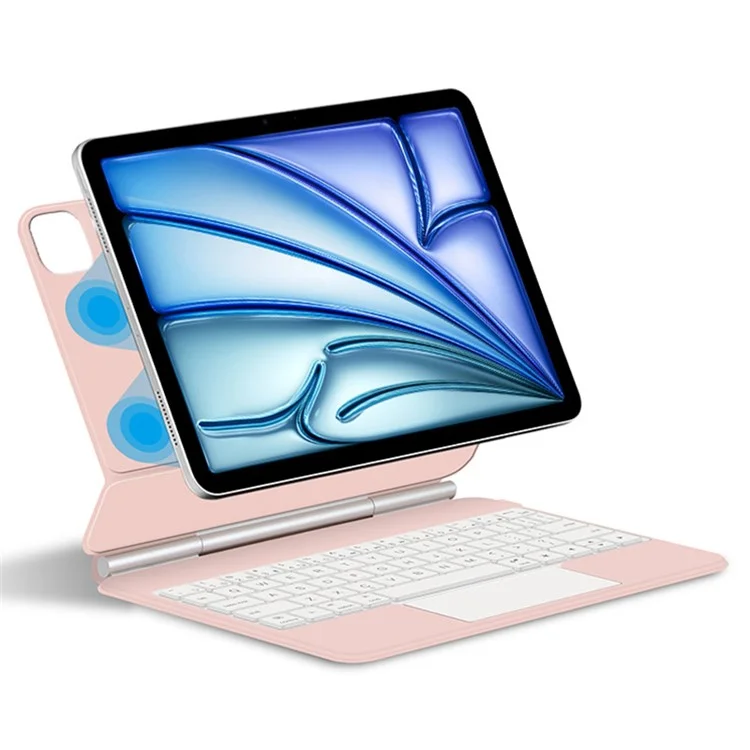For iPad Air 13 (2025) / (2024) / Pro 12.9 (2022) / (2021) / (2020) / (2018) Bluetooth-Compatible Keyboard + Leather Tablet Case - Pink