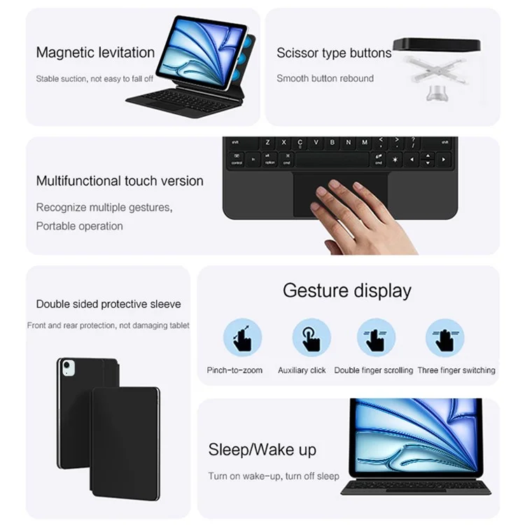 For iPad Air 13 (2025) / (2024) / Pro 12.9 (2022) / (2021) / (2020) / (2018) Bluetooth-Compatible Keyboard + Leather Tablet Case - Pink