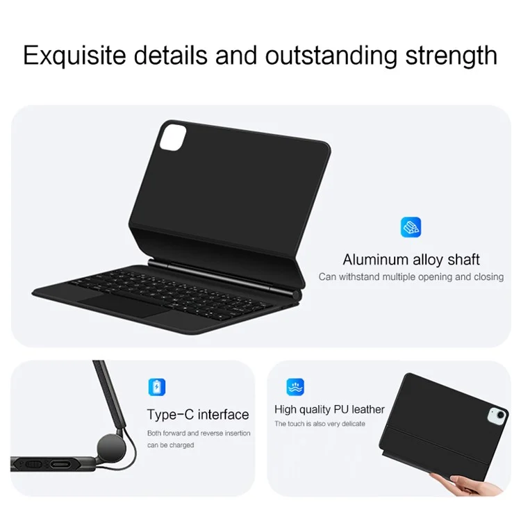 For iPad Air 13 (2025) / (2024) / Pro 12.9 (2022) / (2021) / (2020) / (2018) Bluetooth-Compatible Keyboard + Leather Tablet Case - Pink