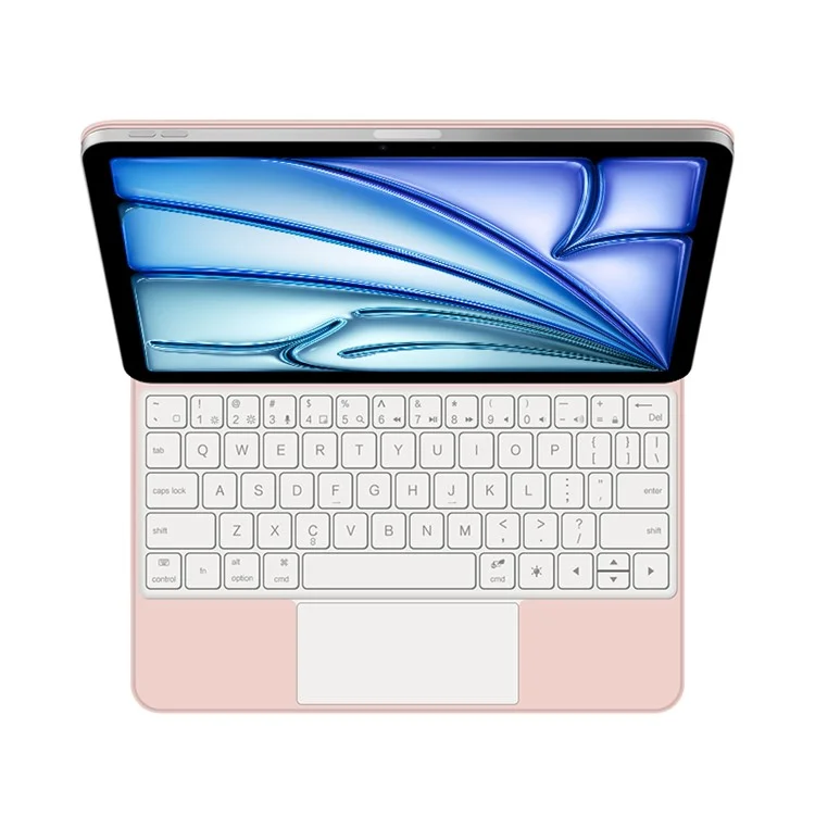 For iPad Air 13 (2025) / (2024) / Pro 12.9 (2022) / (2021) / (2020) / (2018) Bluetooth-Compatible Keyboard + Leather Tablet Case - Pink