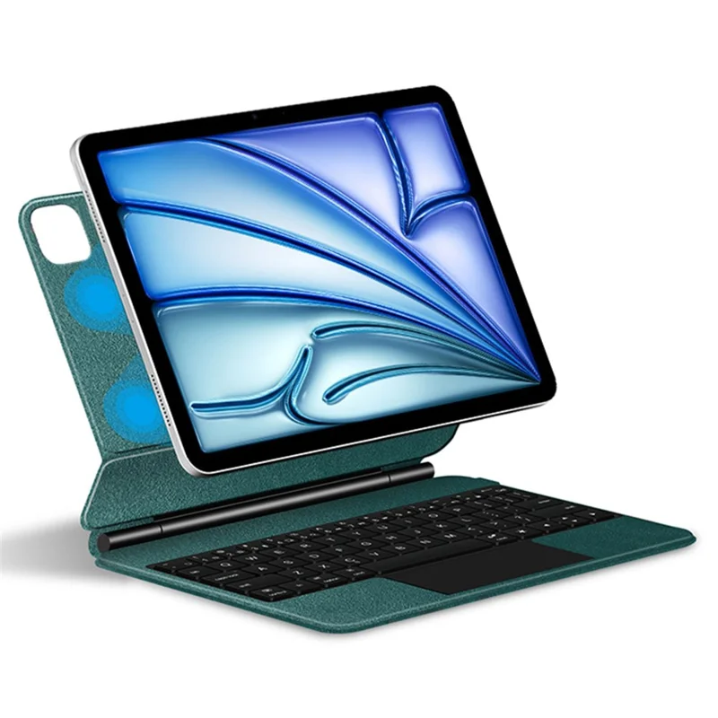 For iPad Air 13 (2026) / (2025) / (2024) / Pro 12.9 (2022) / (2021) / (2020) / (2018) Bluetooth-Compatible Keyboard + Leather Tablet Case - Green