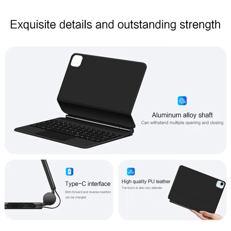 For iPad Air 13 (2026) / (2025) / (2024) / Pro 12.9 (2022) / (2021) / (2020) / (2018) Bluetooth-Compatible Keyboard + Leather Tablet Case - Green
