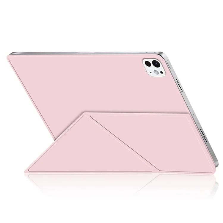 Para iPad Pro 11 (2024) (M4) Case Magnetic Attachment PU Leather Origami Stand Tablet Cover - Pink