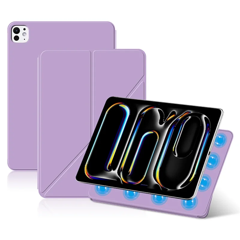 For iPad Pro 13 (2025) / 13 (2024) Case Magnetic Attachment Leather Drop-proof Tablet Cover with Origami Stand - Purple
