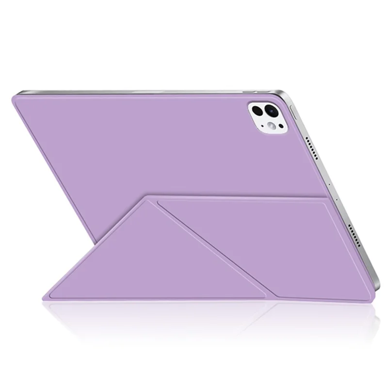 For iPad Pro 13 (2025) / 13 (2024) Case Magnetic Attachment Leather Drop-proof Tablet Cover with Origami Stand - Purple
