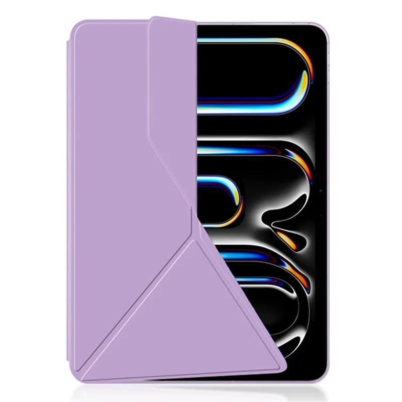 For iPad Pro 13 (2025) / 13 (2024) Case Magnetic Attachment Leather Drop-proof Tablet Cover with Origami Stand - Purple