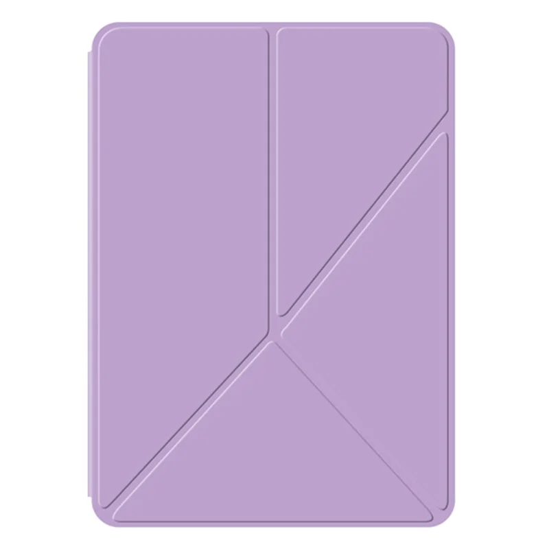 For iPad Pro 13 (2025) / 13 (2024) Case Magnetic Attachment Leather Drop-proof Tablet Cover with Origami Stand - Purple