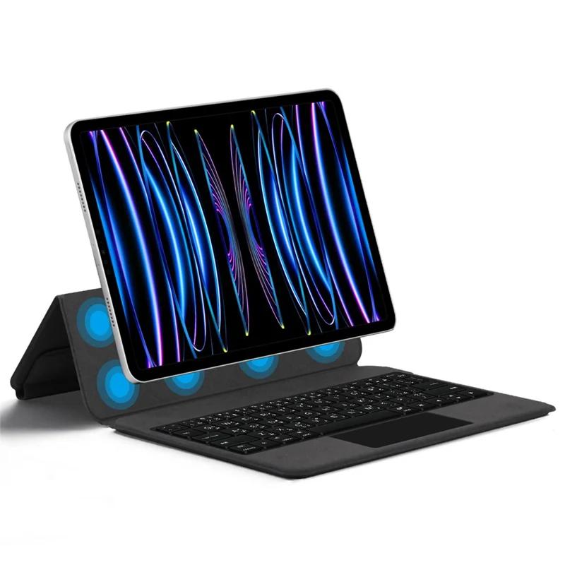 Für iPad Pro 11 (2024) Hintergrundbeleuchtete Bluetooth-Tastatur-Hülle, integrierte magnetische Leder-Tablet-Abdeckung, arabische Version