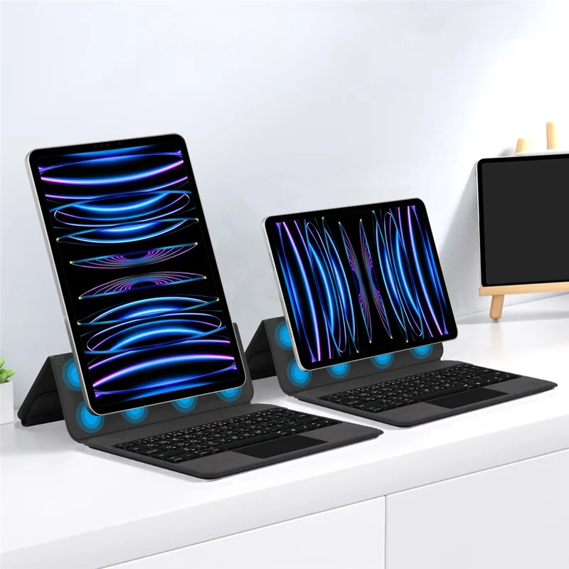 Für iPad Pro 11 (2024) Hintergrundbeleuchtete Bluetooth-Tastatur-Hülle, integrierte magnetische Leder-Tablet-Abdeckung, arabische Version