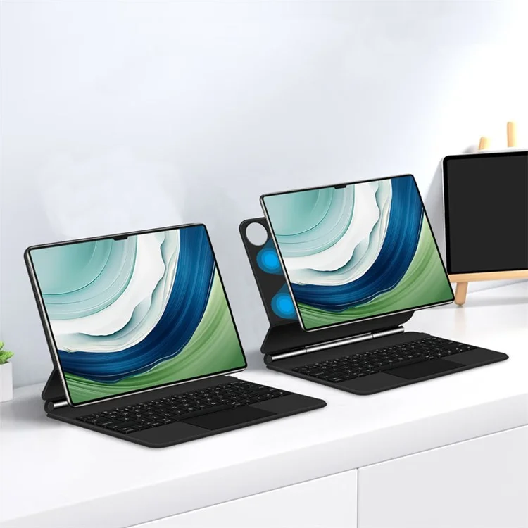 For Huawei MatePad Pro 13.2 Magnetic Floating Bluetooth-compatible Keyboard + Leather Tablet Case - Black