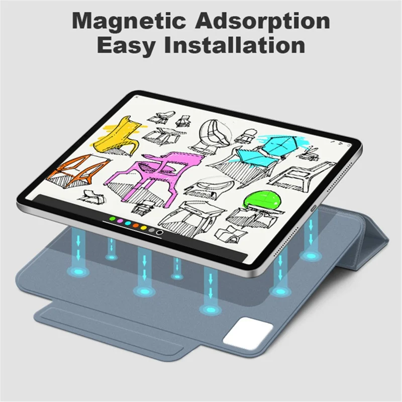 For iPad Pro 11 (2025) / 11 (2024) Case PU Leather Auto Sleep / Wake Cover Magnetic Attachment - Pink