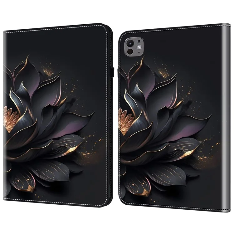 Per iPad Pro 13 (2024) Custodia in pelle PU con stampa a motivo Custodia protettiva per tablet con funzione di supporto - Fiore