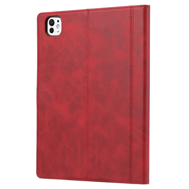 Para iPad Pro 13 (2024) Estuche Ranura Exterior Tarjeta Cartera de Cuero Funda para Tableta con Despertar / Suspensión Automática - Rojo