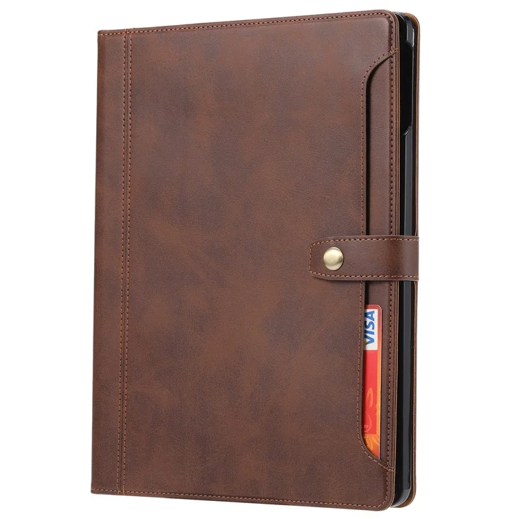 Para iPad Pro 13 (2024) Capa Slot Exterior do Cartão Carteira de Couro Capa Tablet com Despertar / Sono Automático - Café