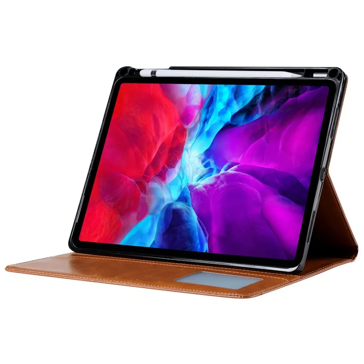 Für iPad Pro 11 (2024) Kartenfach-Geldbörsen-Hülle PU-Leder Automatisches Aufwachen/Schlafen Tablet-Hülle mit Stiftfach - Rot