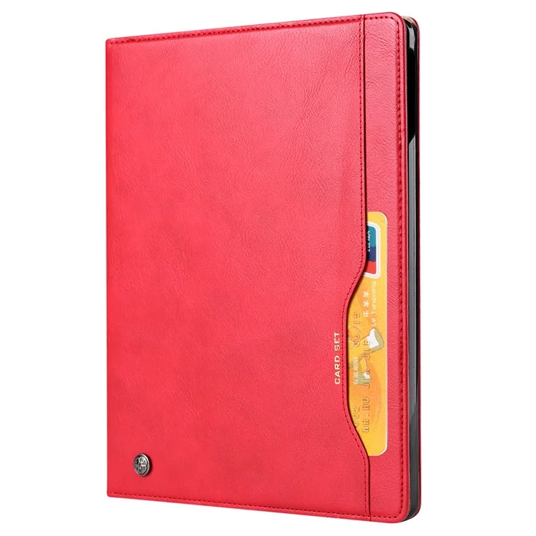 Für iPad Pro 11 (2024) Kartenfach-Geldbörsen-Hülle PU-Leder Automatisches Aufwachen/Schlafen Tablet-Hülle mit Stiftfach - Rot