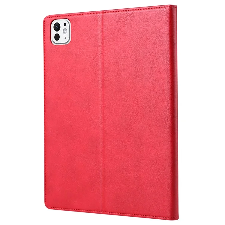 For iPad Pro 13 (2024) Case Outer Card Slot Wallet Leather Tablet Cover with Auto Wake / Sleep - Red