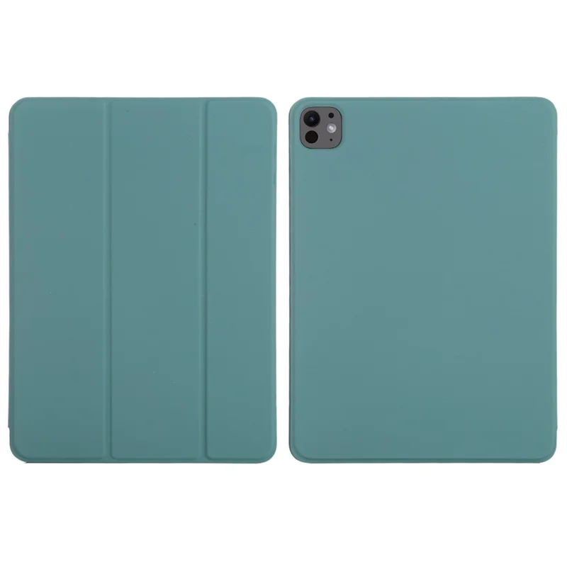 Für iPad Pro 11 (2024) Hülle PU-Leder Tri-Fold Stand Magnetisches Verschließen Tablet-Abdeckung - Mitternachtsgrün