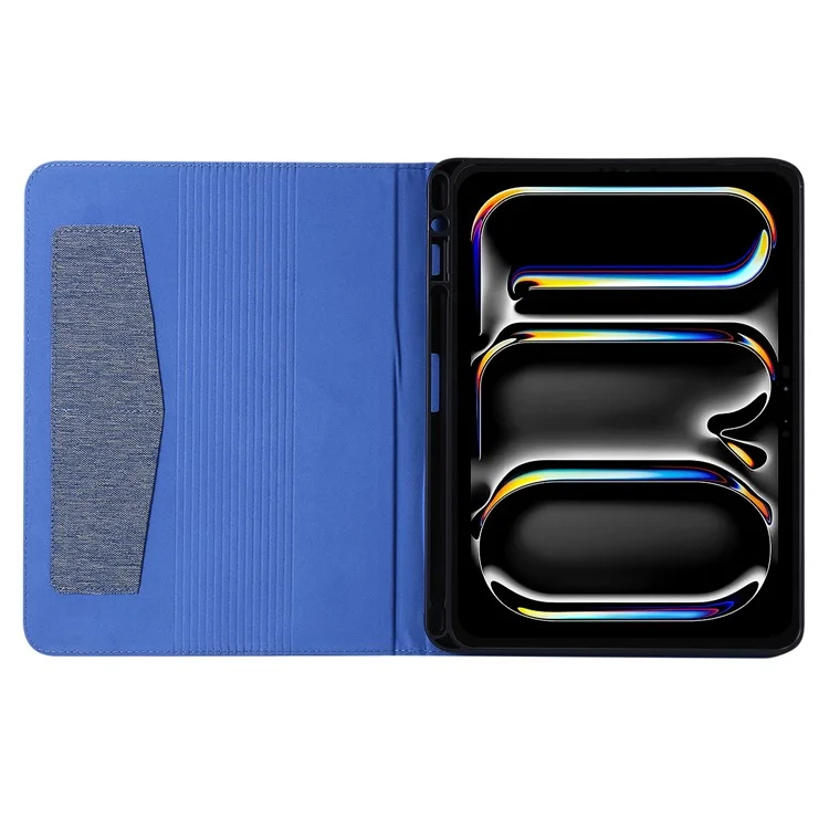 Para iPad Pro 13 (2024) Case Card Slots Stand Leather Tablet Cover with Pen Holder - Azul