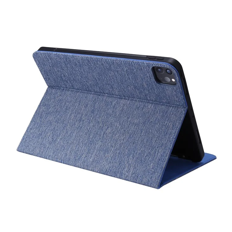 Para iPad Pro 13 (2024) Case Card Slots Stand Leather Tablet Cover with Pen Holder - Azul