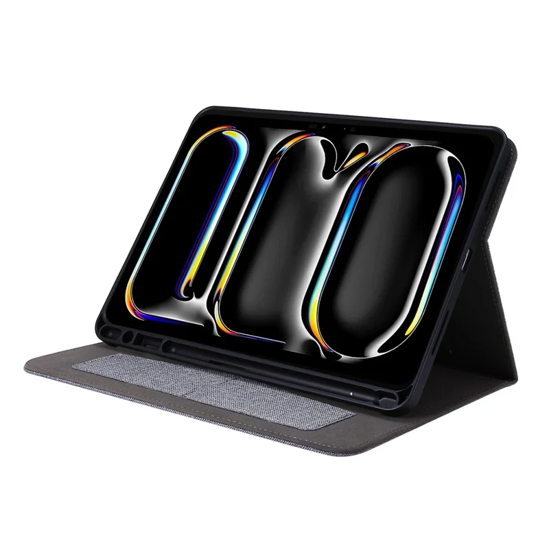 For iPad Pro 13 (2025) / 13 (2024) Case Card Slots Stand Leather Tablet Cover with Pen Holder - Grey