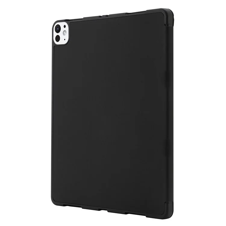 Para iPad Pro 11 (2024) Case Skin-Touch Tri-Fold Stand Leather Tablet Cover com Suporte para Lápis - Verde Escuro - Preto