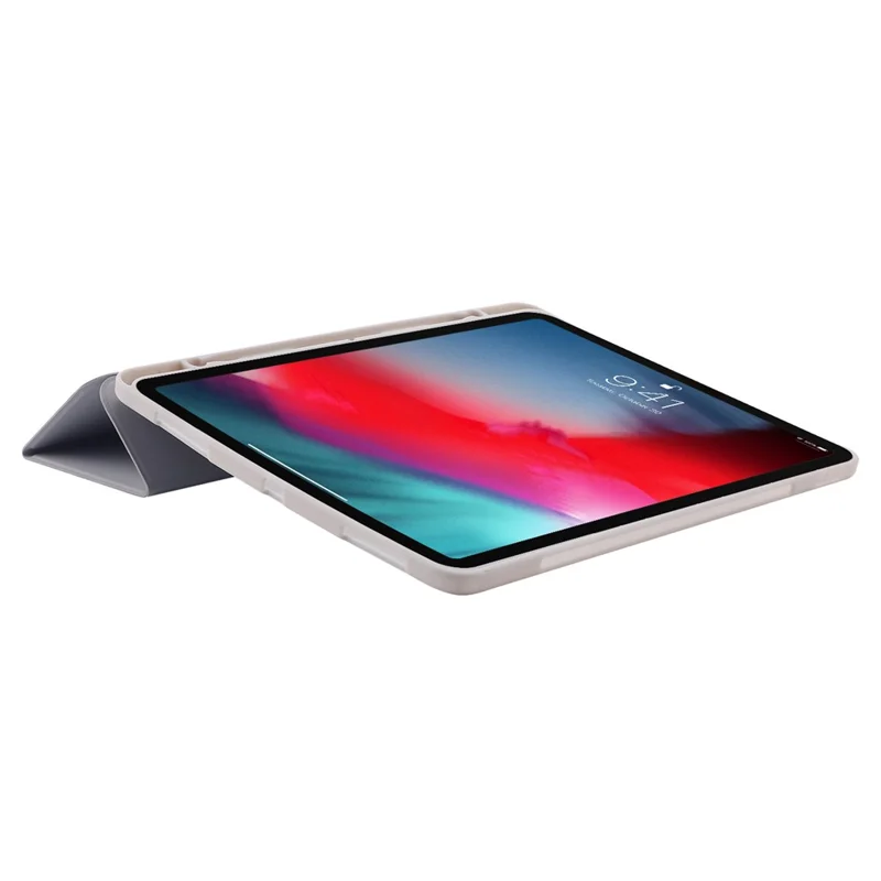 Para el caso de iPad Pro 11 (2024) Skin-Touch Tri-Fold Stand Leather Tablet Cover con Pencil Holder - Blackish Green - Grey
