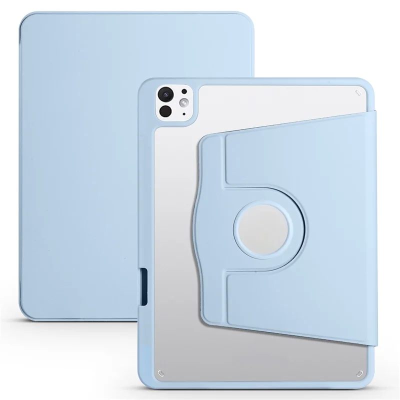 Para iPad Pro 13 (2024) Case Rotating Stand Leather+Acrylic Tablet Cover - Baby Blue