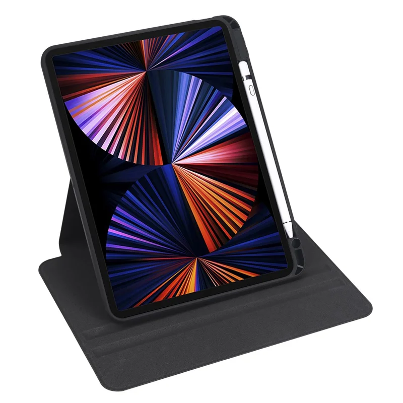 For iPad Pro 13 (2025) / 13 (2024) Case Rotating Stand Leather+Acrylic Tablet Cover - Black
