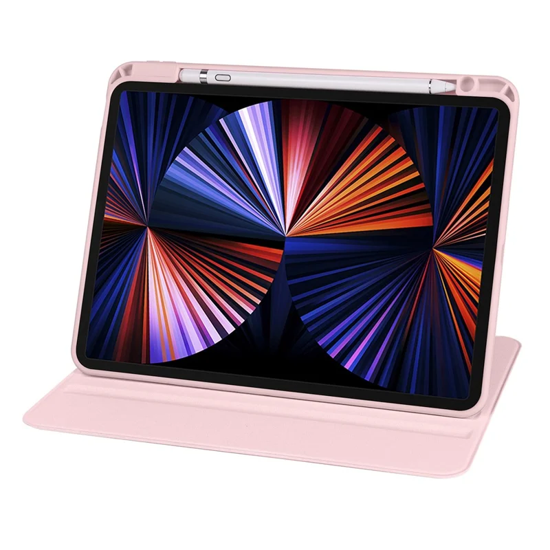 For iPad Pro 13 (2025) / 13 (2024) Case Rotating Stand Leather+Acrylic Tablet Cover - Pink
