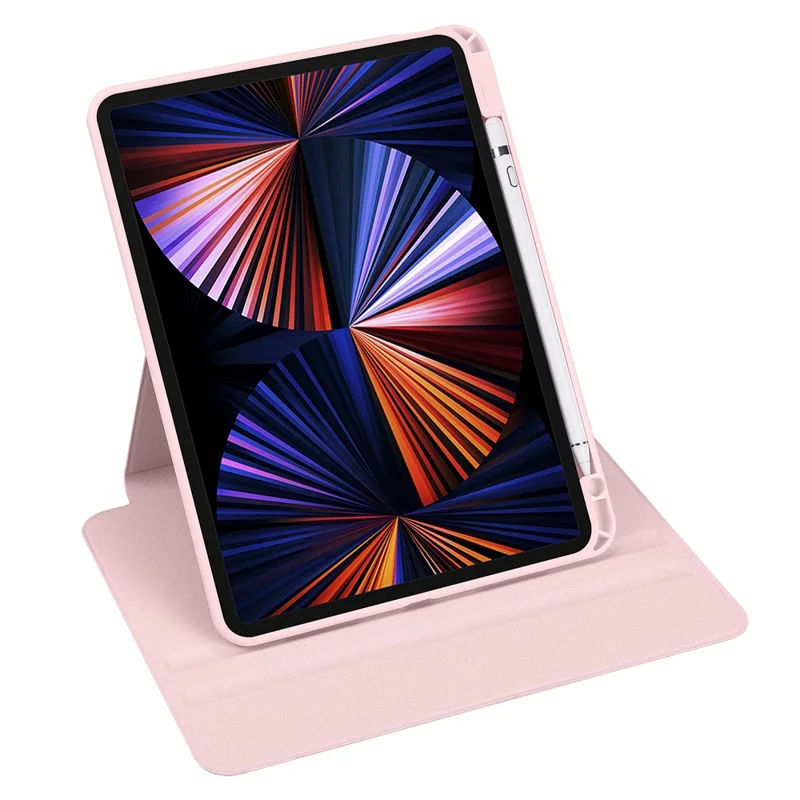 For iPad Pro 13 (2025) / 13 (2024) Case Rotating Stand Leather+Acrylic Tablet Cover - Pink