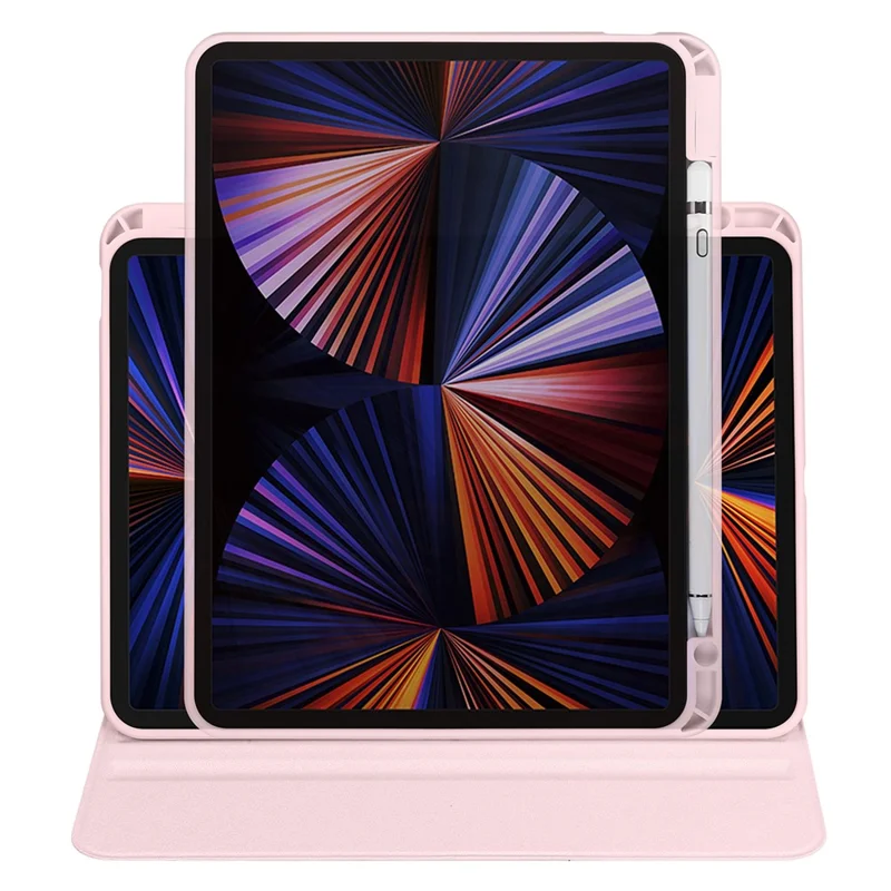 For iPad Pro 13 (2025) / 13 (2024) Case Rotating Stand Leather+Acrylic Tablet Cover - Pink