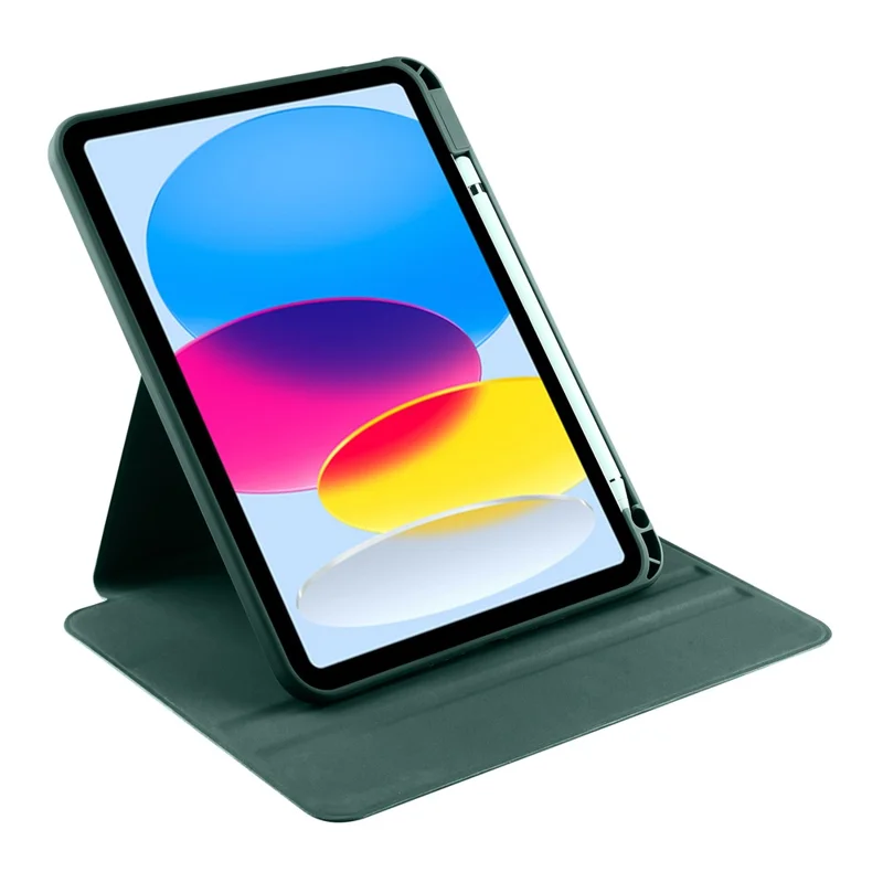 Para iPad Air 11 (2024) Case PU Leather+Acrylic Tablet Cover Auto Sleep / Wake, Rotating Stand - Blackish Green