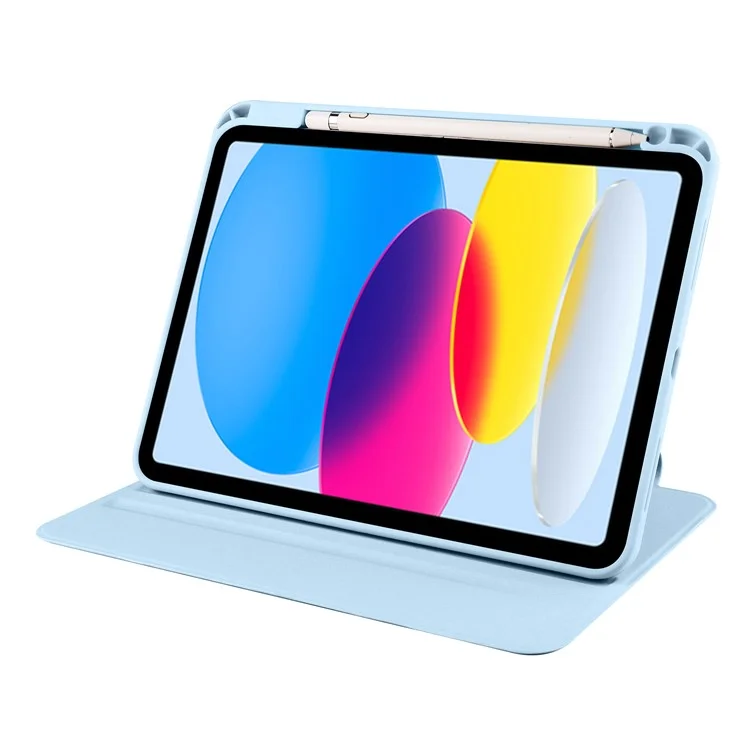 Para iPad Air 11 (2024) Capa PU Couro+Acrílico Capa Tablet Sono / Despertar Automático, Suporte Giratório - Azul Bebê