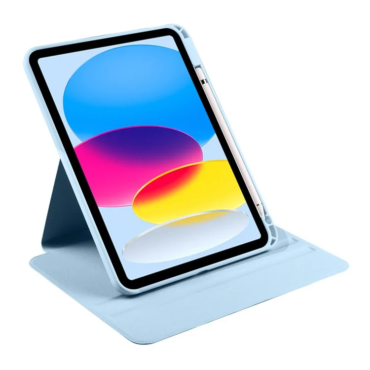Para iPad Air 11 (2024) Capa PU Couro+Acrílico Capa Tablet Sono / Despertar Automático, Suporte Giratório - Azul Bebê